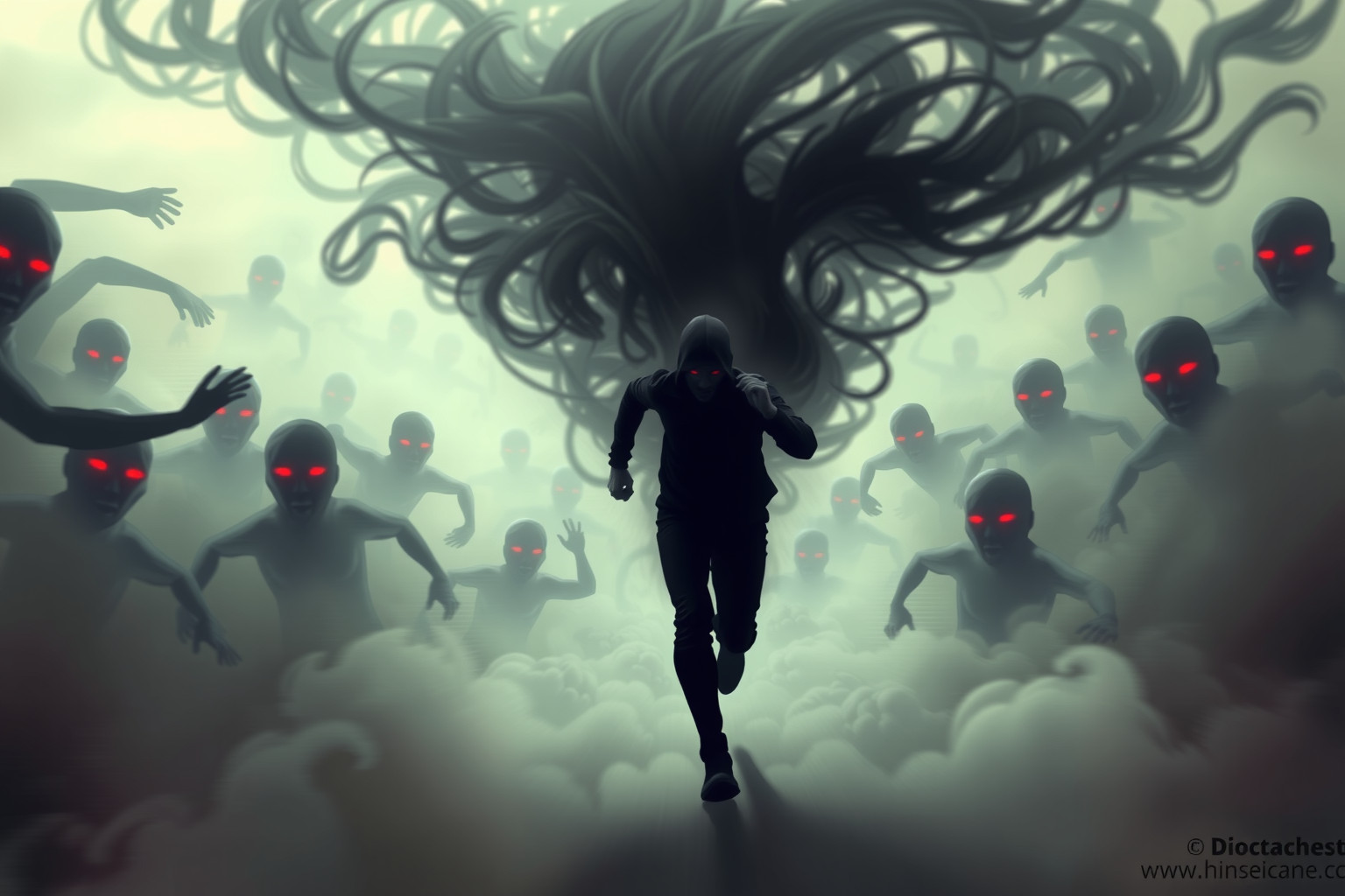 Fuggire da una folla arrabbiata simboleggia ansia e pressione sociale.