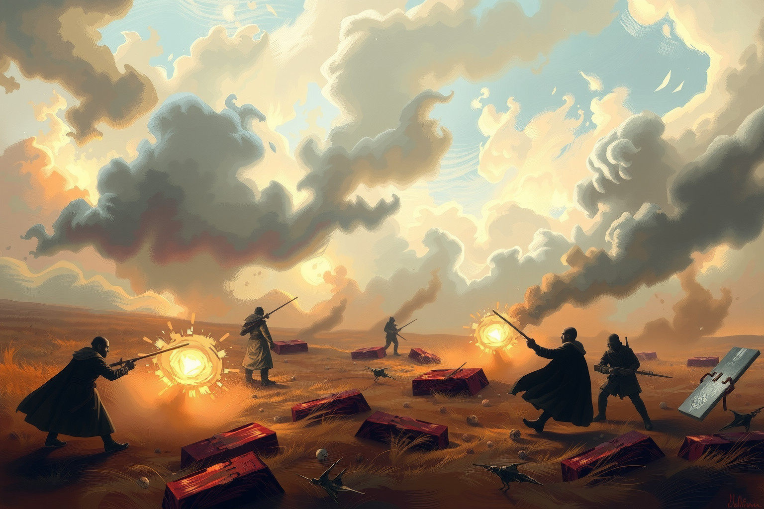 L'esplosione in guerra simboleggia conflitti interiori irrisolti.