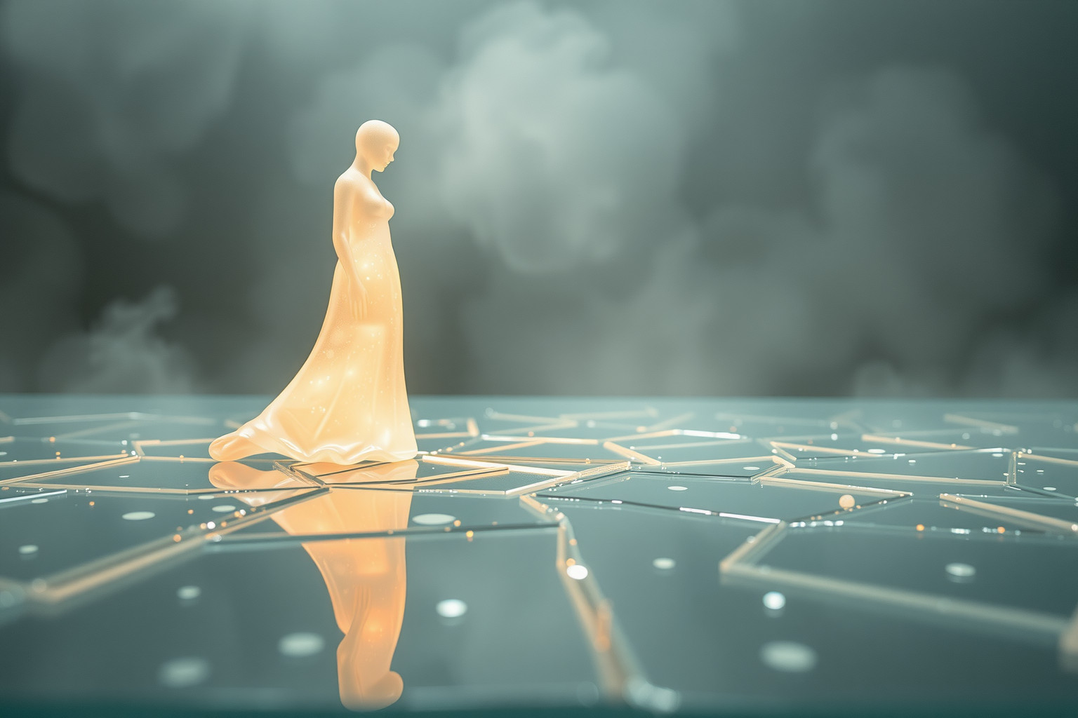 La fragilità del vetro simboleggia vulnerabilità e insicurezze interiori profonde.