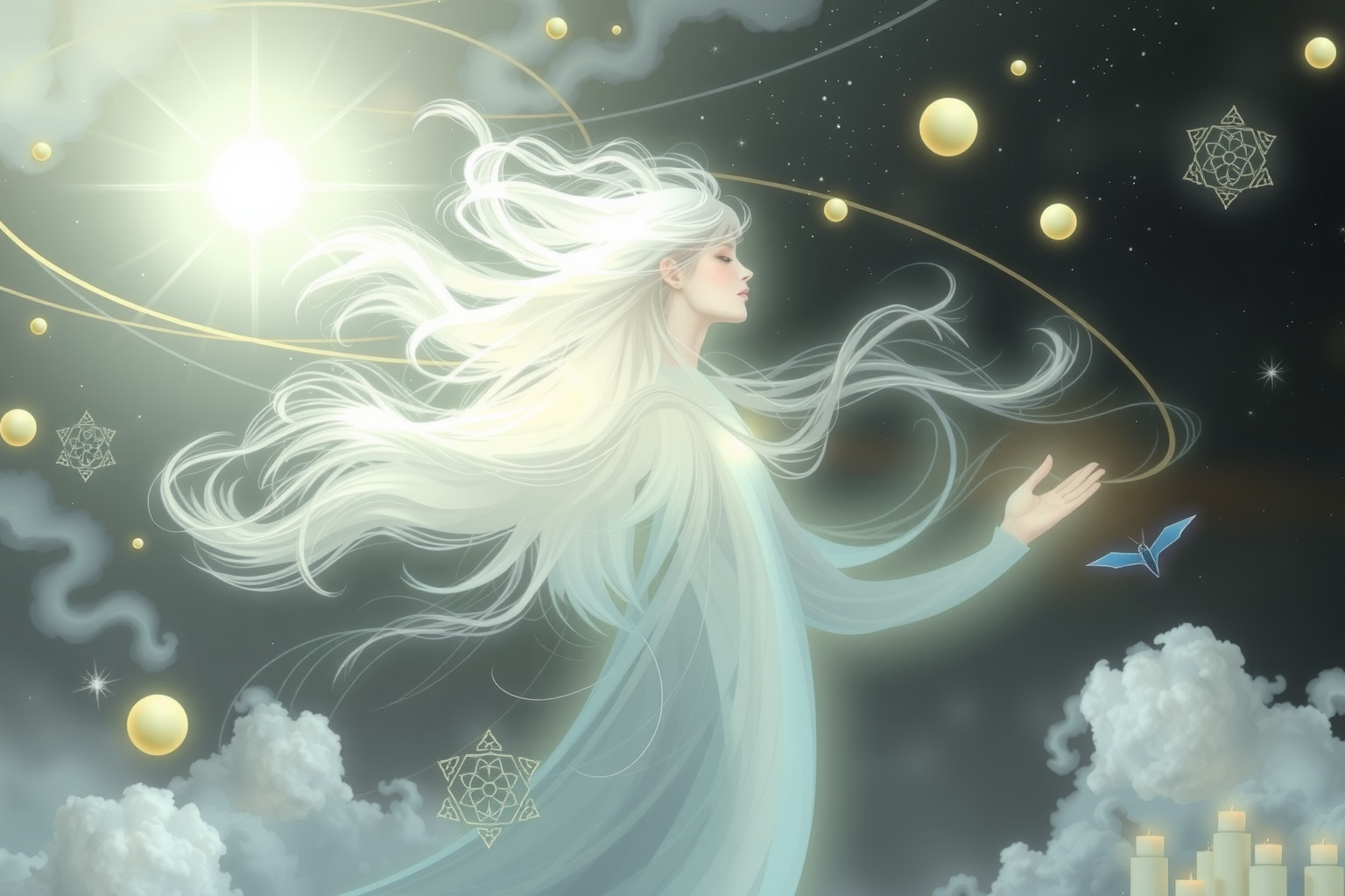 Sognare capelli bianchi simboleggia maturità e saggezza interiore profonda.