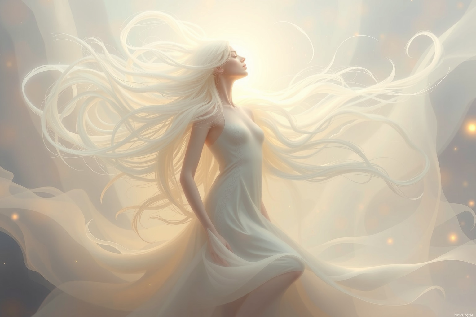 Sognare capelli bianchi simboleggia rinascita e cambiamento interiore profondo.