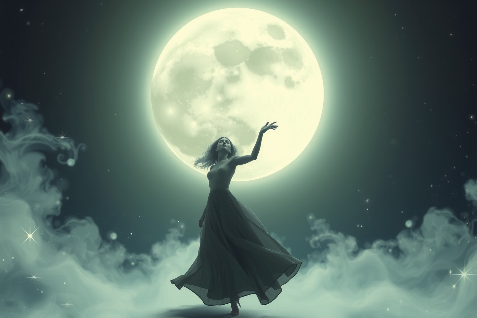 Sognare di ballare sotto la luna piena simboleggia libertà e rinascita.