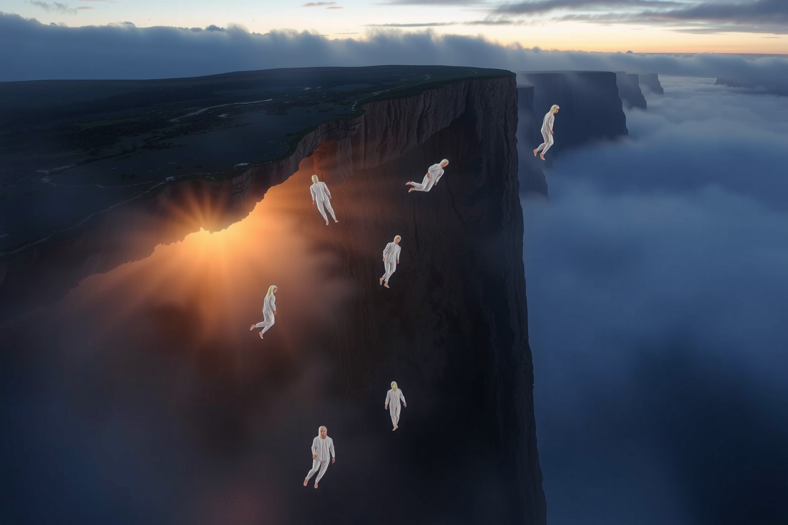 Sognare di cadere da una scogliera indica paura di perdita controllo.