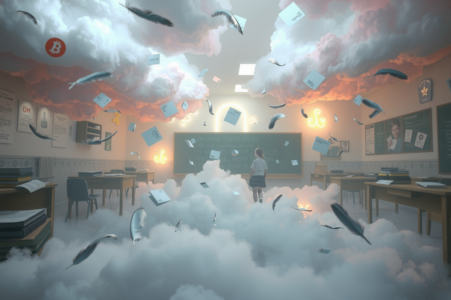 Sognare disordini a scuola riflette conflitti interiori e ribellione.