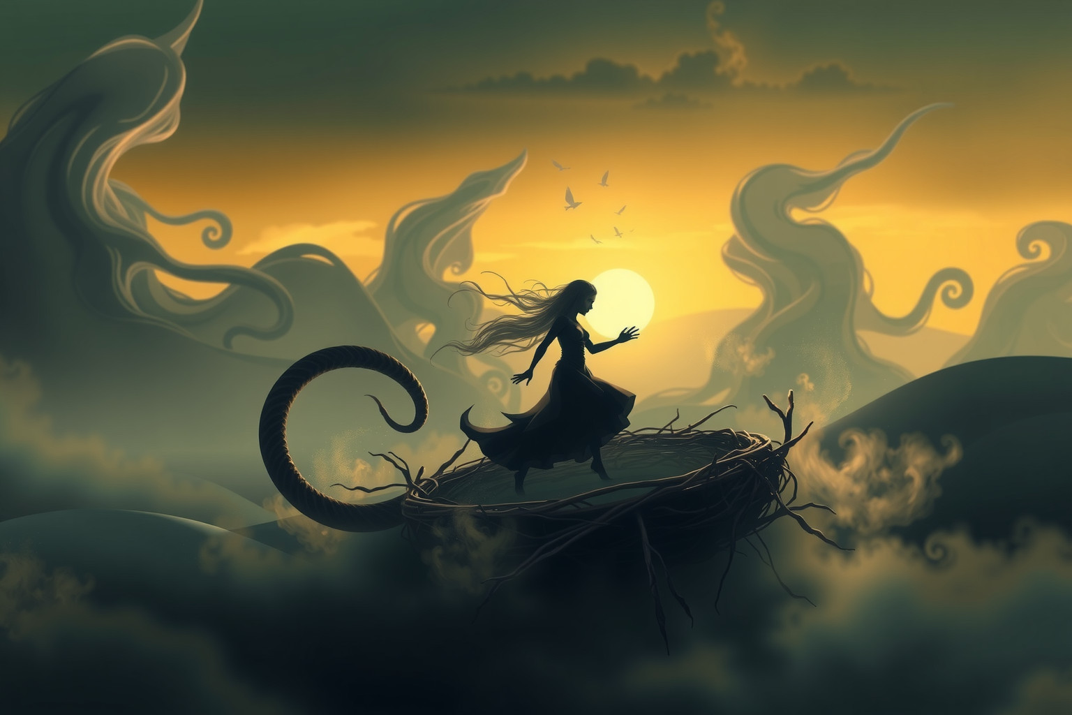 Sognare di scappare da un nido di serpi indica difficoltà superate.