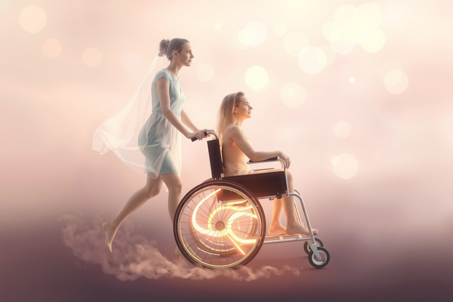 Sognare di spingere qualcuno in sedia a rotelle simboleggia supporto.