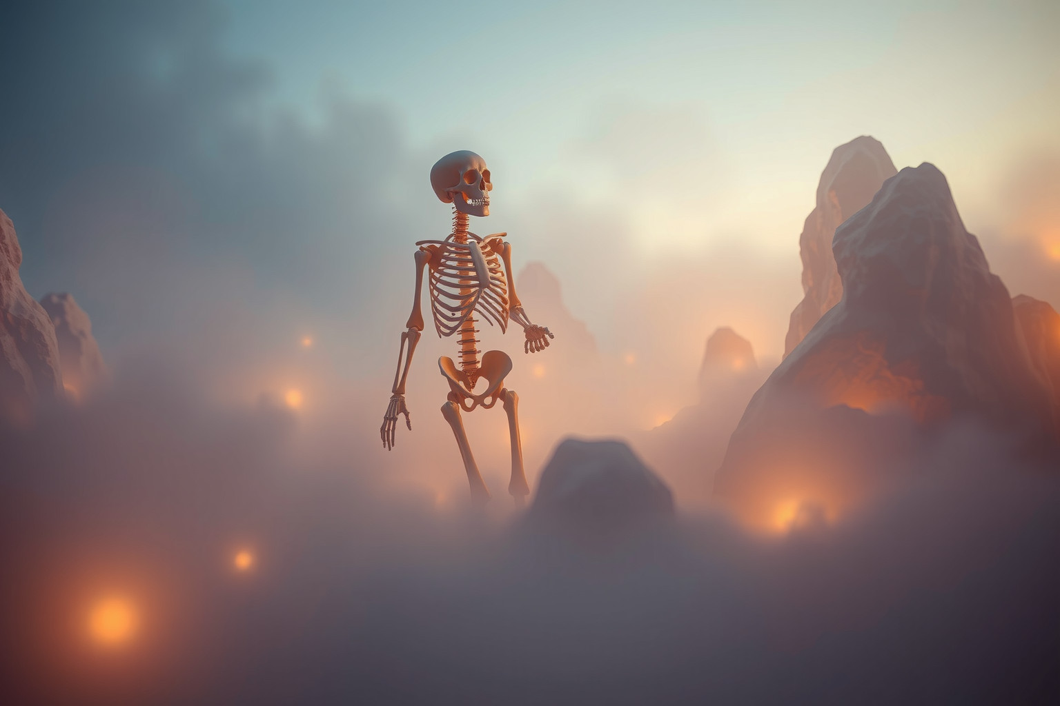 Sognare ossificazione in luogo sconosciuto riflette blocchi interiori nascosti.