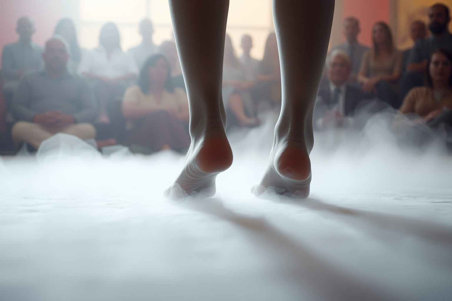 Sognare piedi piatti in pubblico riflette insicurezza e timore sociale.
