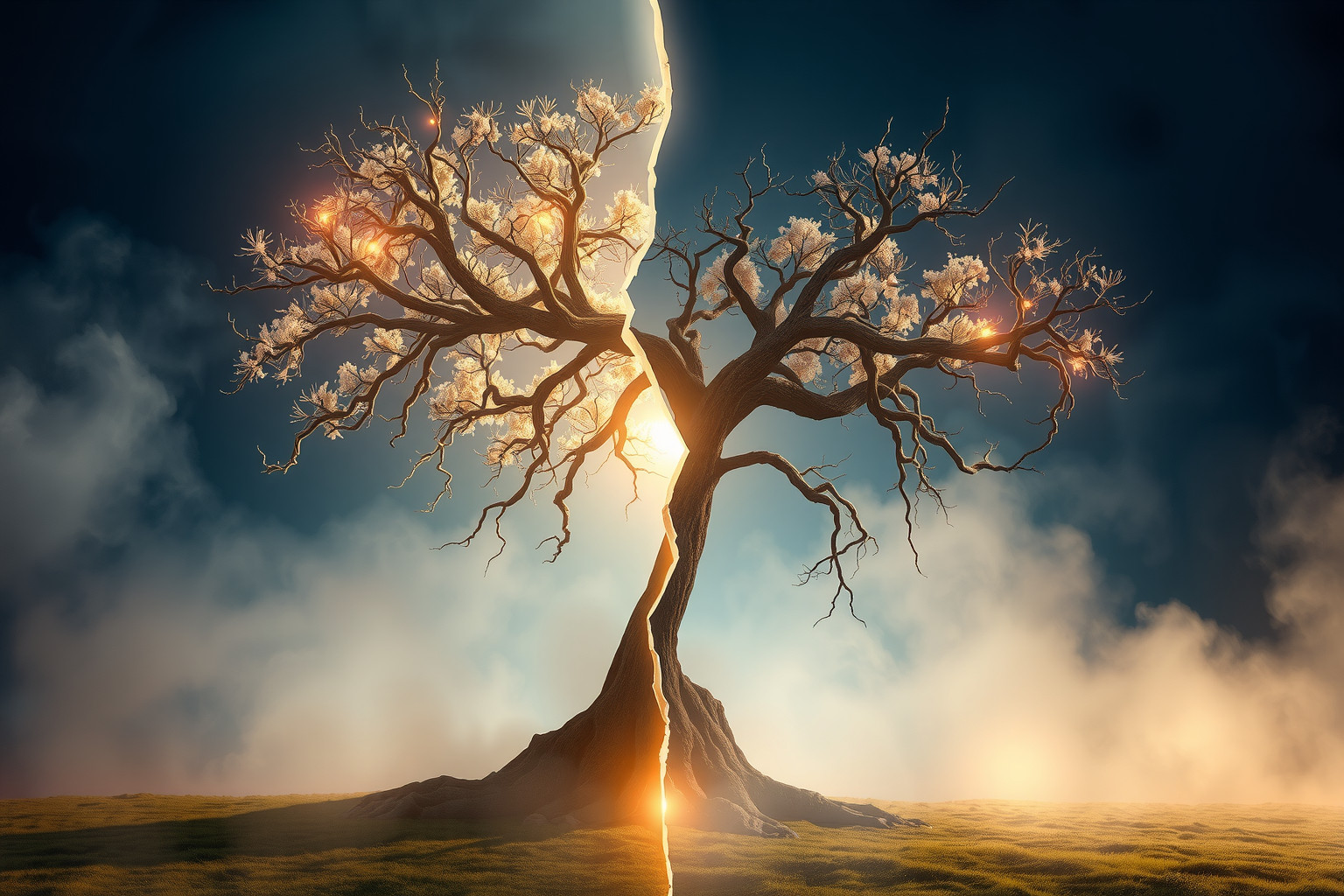 Sognare un albero spezzato simboleggia una crescita improvvisamente bloccata.