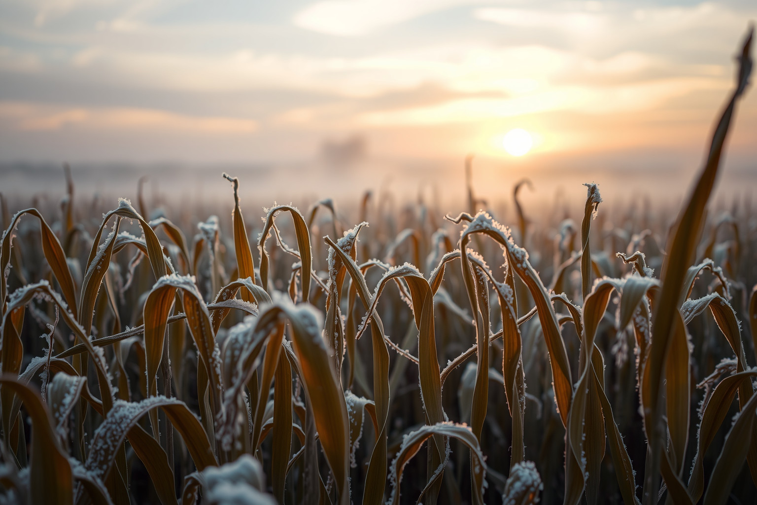 Sognare un campo di mais in inverno simboleggia speranza e rinascita.