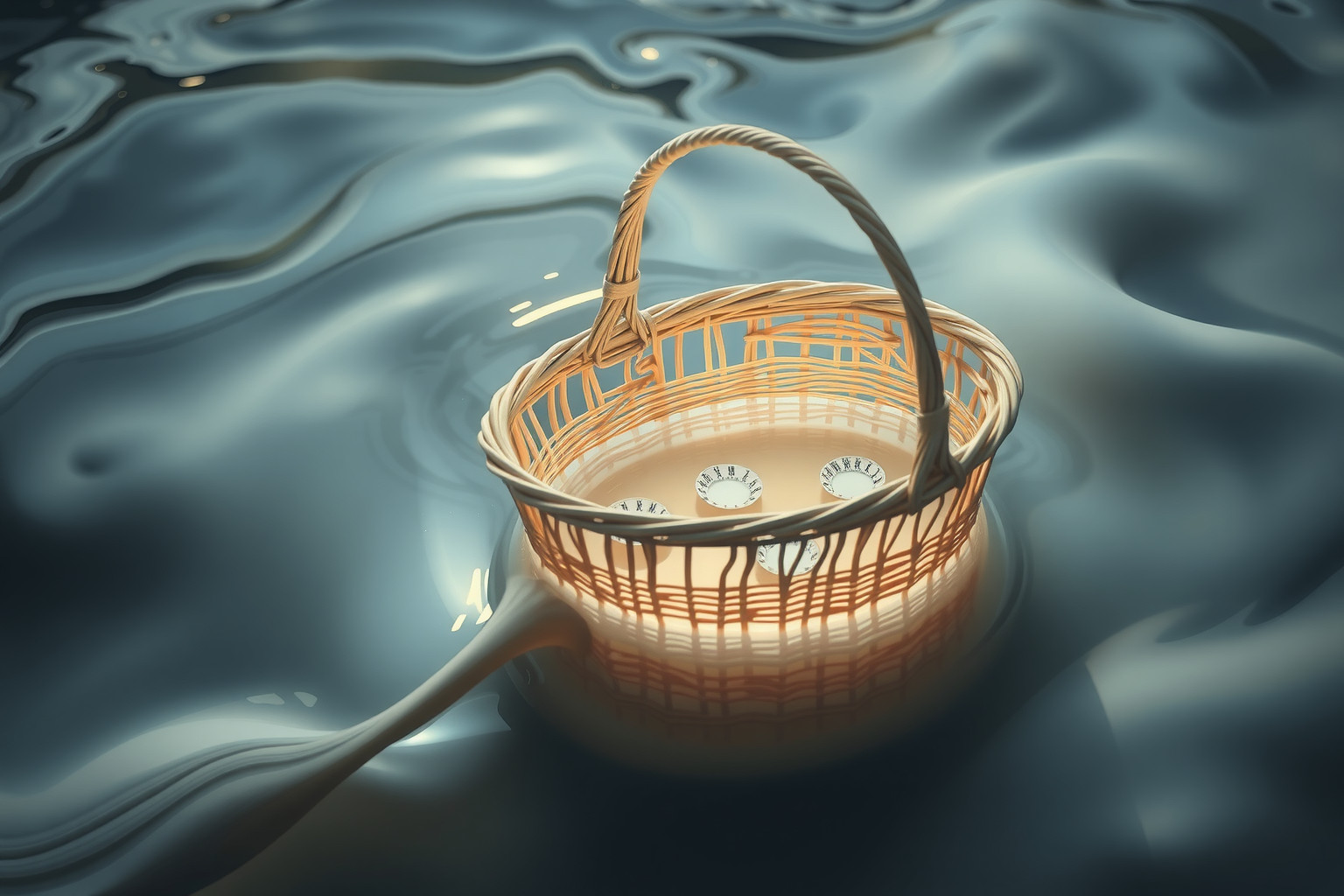 Sognare un cestino vicino all’acqua riflette emozioni sommerse e intuizioni.