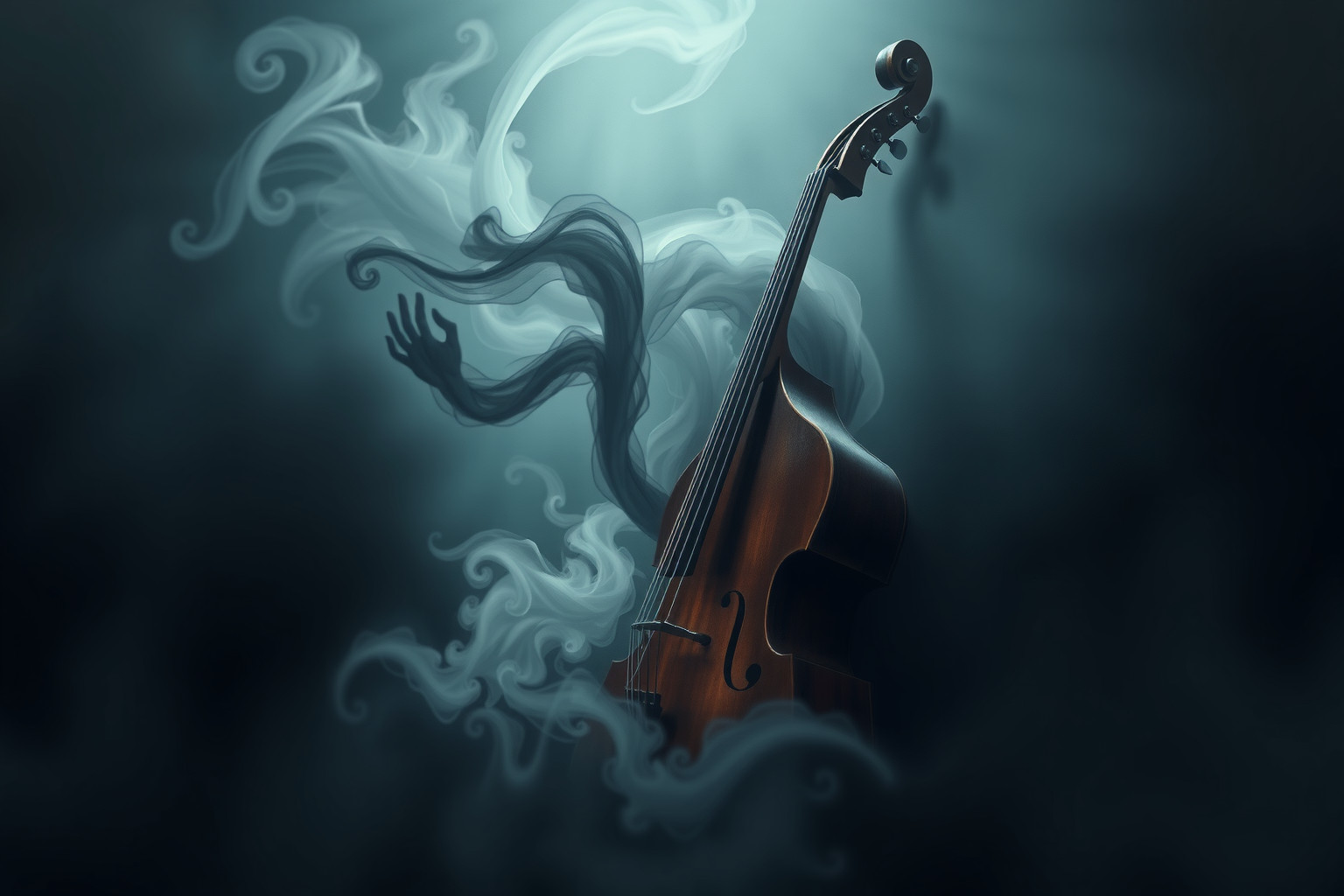 Sognare un contrabbasso oscuro simboleggia emozioni nascoste e conflitti interiori.