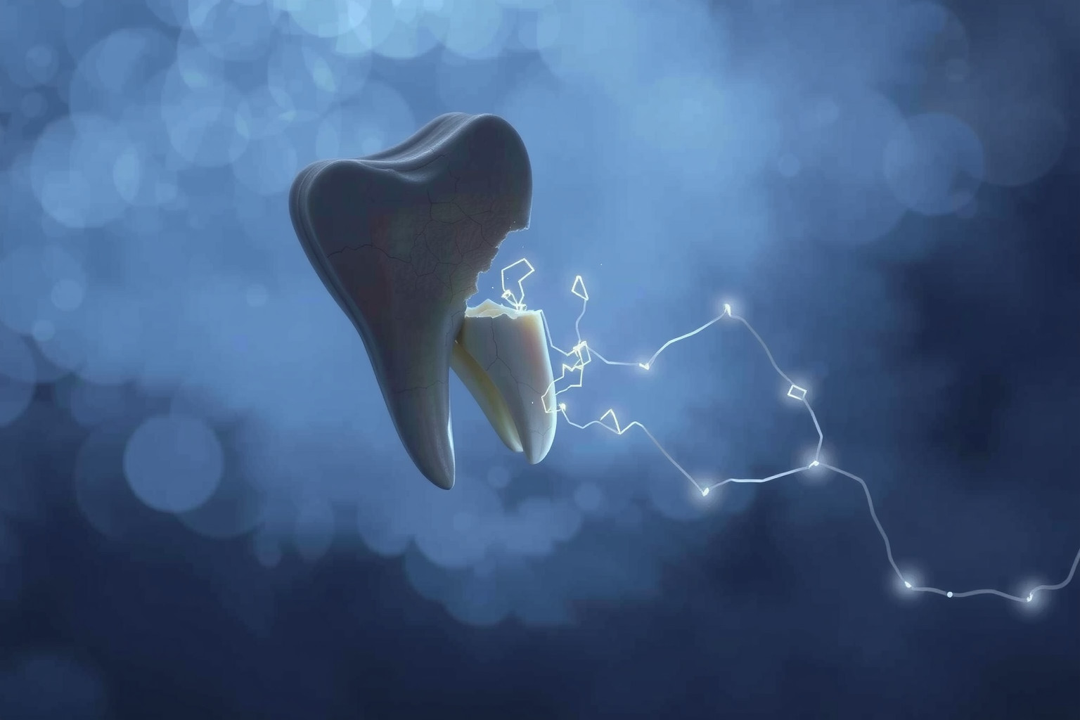 Sognare un molare rotto riflette paure profonde di fragilità personale.