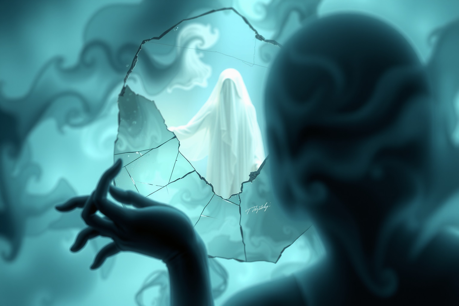 Sognare un fantasma nello specchio riflette il confronto interiore personale.