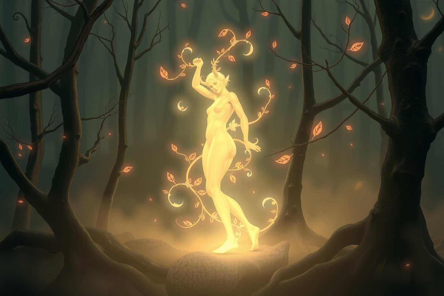 Sognare un fauno che protegge un bosco simboleggia protezione naturale.