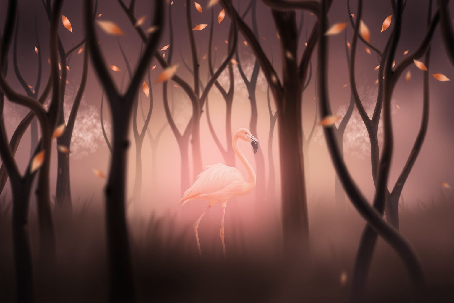 Sognare fenicotteri in foresta simboleggia equilibrio tra caos e chiarezza.