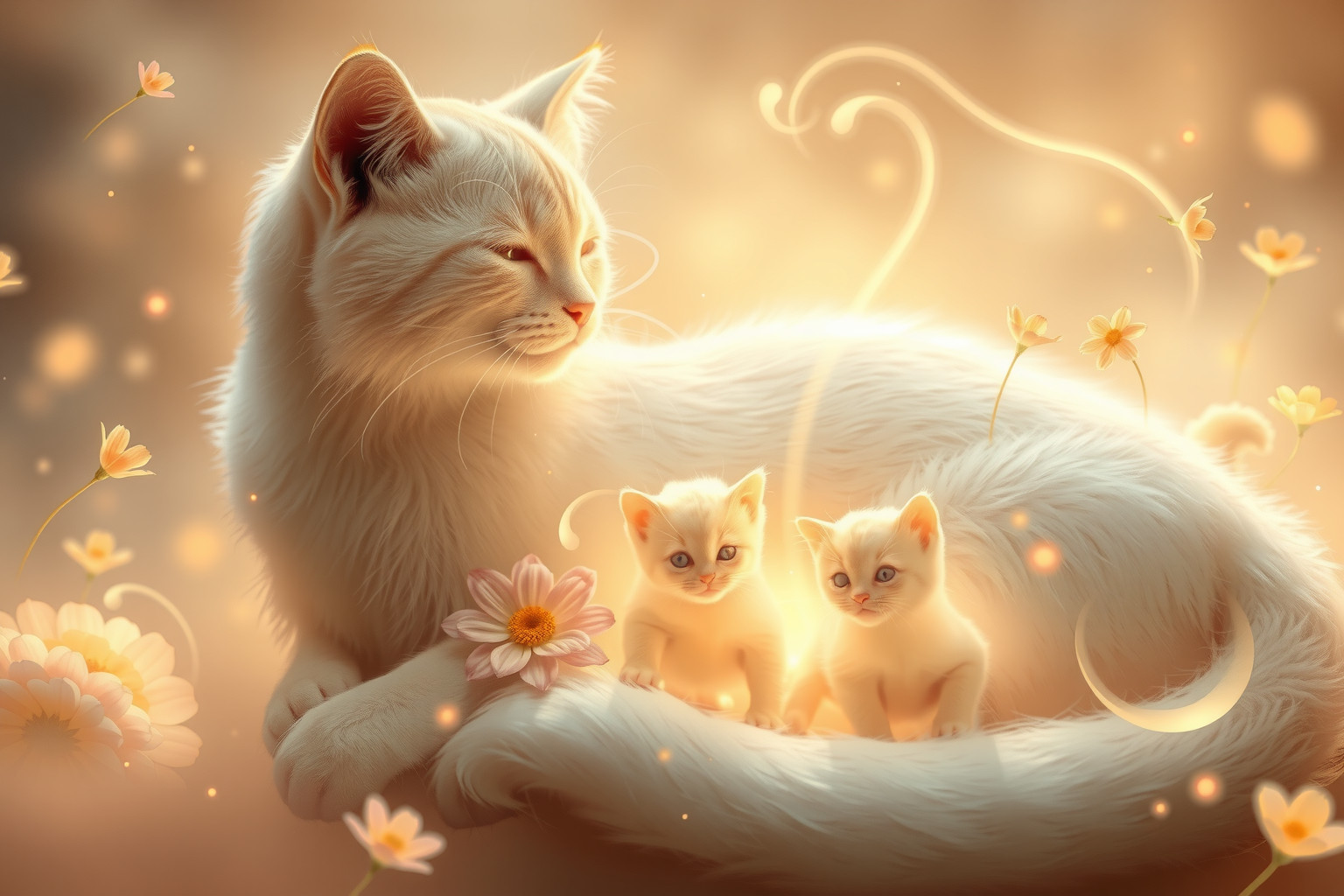 Sognare gatti con gattini simboleggia fertilità e protezione materna.