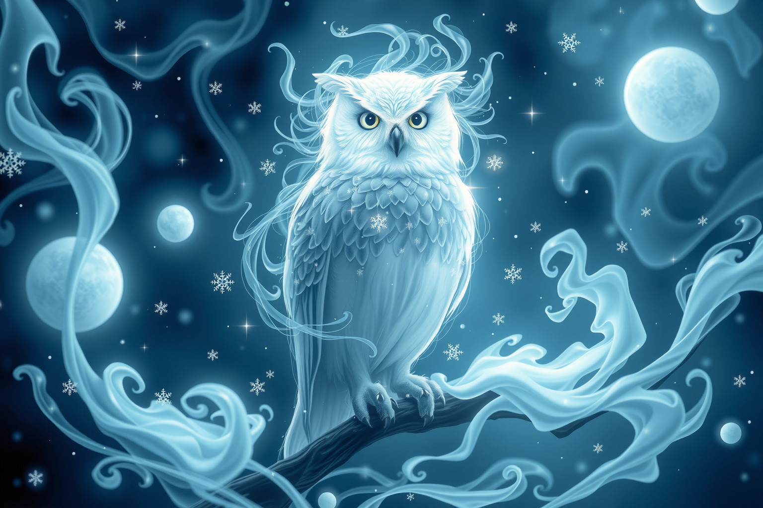 Sognare un gufo delle nevi simboleggia saggezza in mondi irreali.
