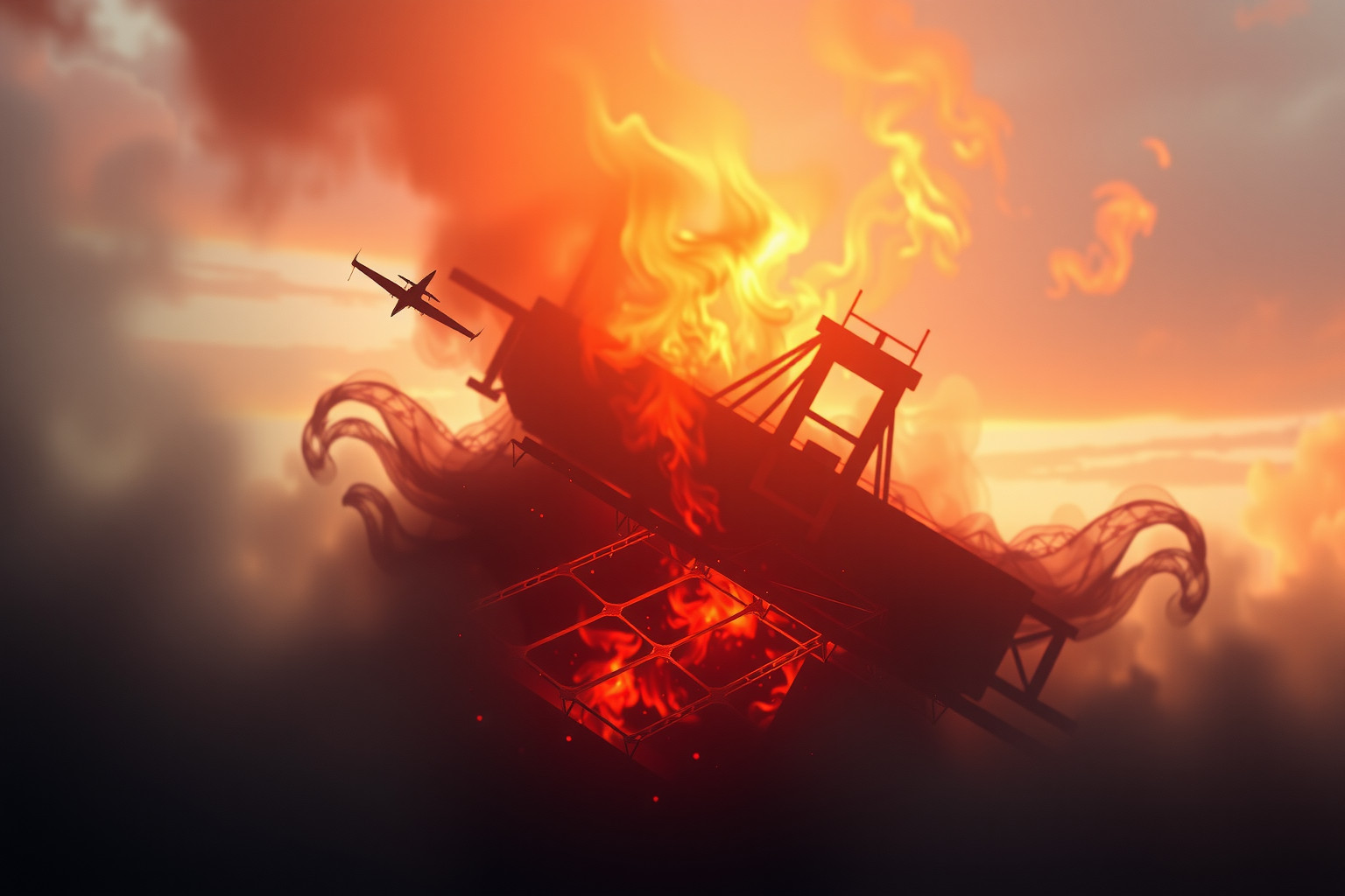 Sognare un hangar in fiamme simboleggia conflitti interiori intensi.