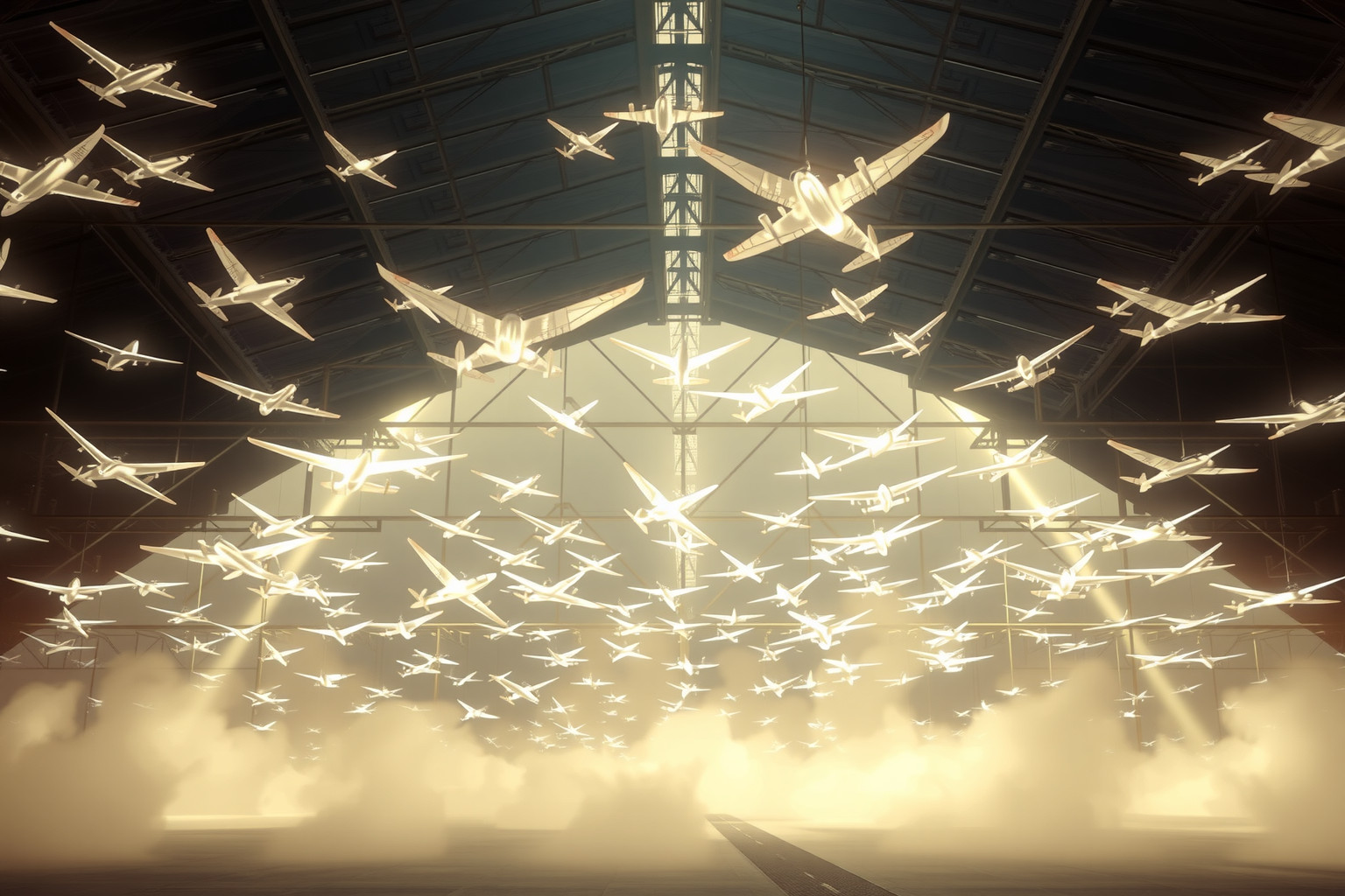 Sognare un hangar pieno di aerei simboleggia grandi ambizioni e possibilità.