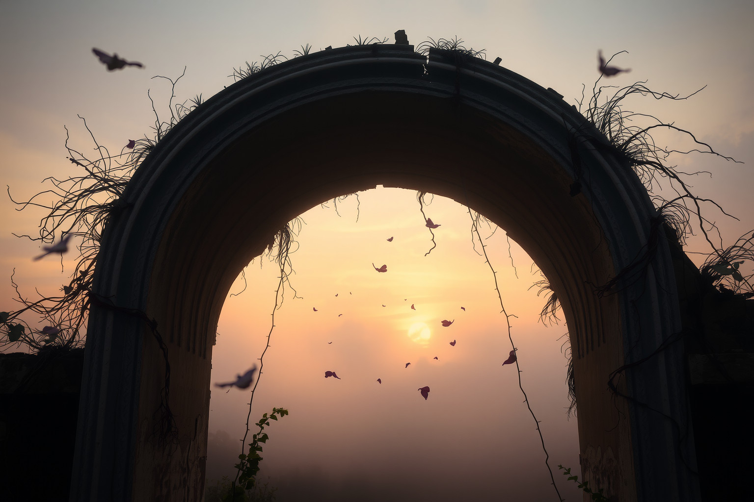 Sognare un ingresso in rovina simboleggia perdite e declino personale.