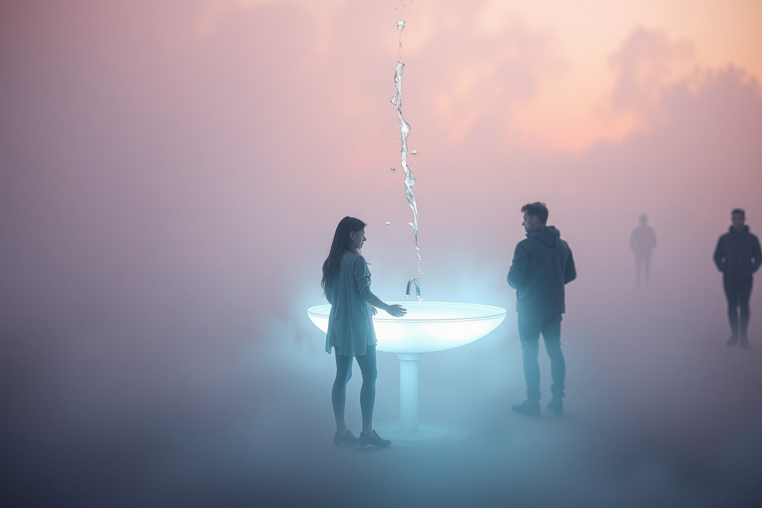 Sognare un lavandino pubblico riflette il desiderio di connessione sociale.