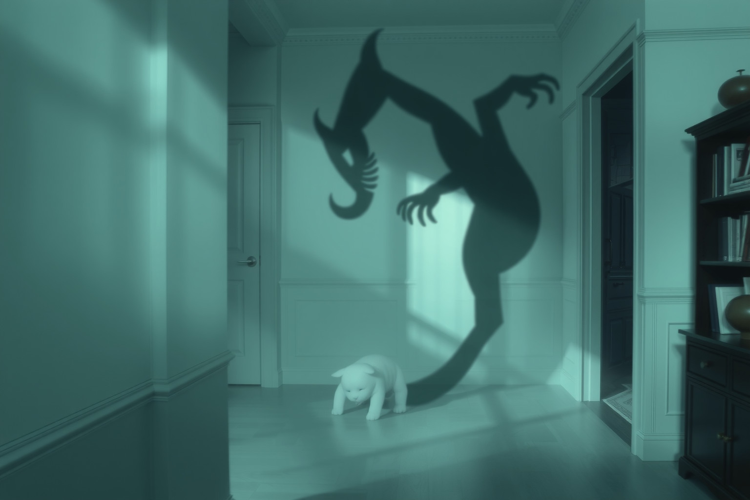 Sognare un mostro in casa simboleggia paure interiori nascoste.