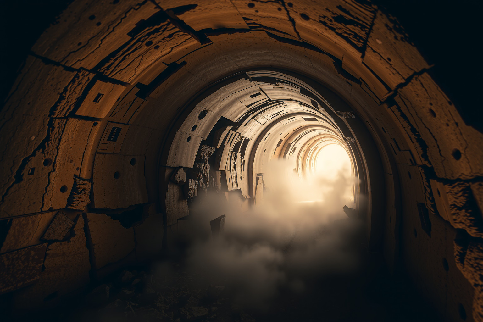 Sognare un passaggio sotterraneo in rovina simboleggia ostacoli interiori nascosti.