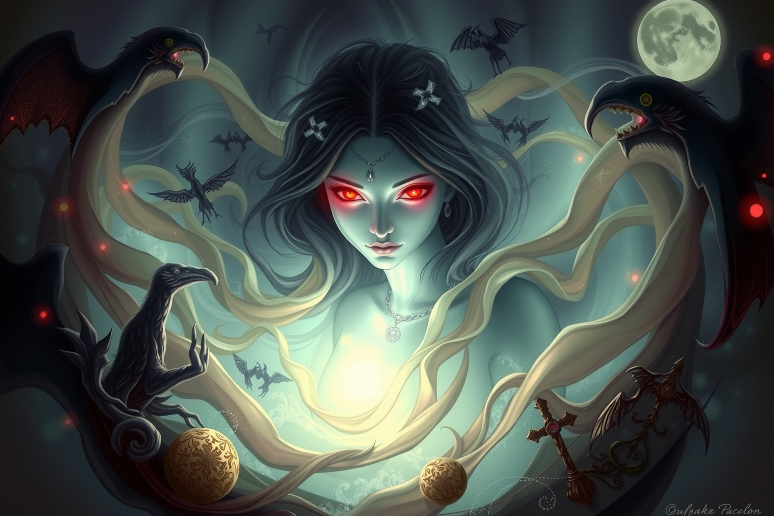 Sognare un succubo con occhi rossi simboleggia pericolo e seduzione intensa.