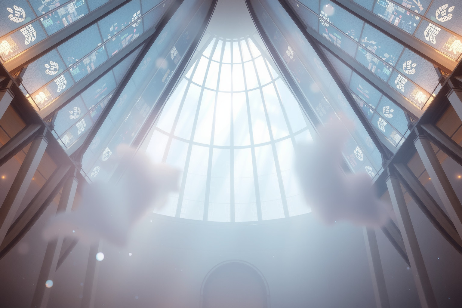 Sognare un tetto di vetro in chiesa simboleggia fede trasparente.