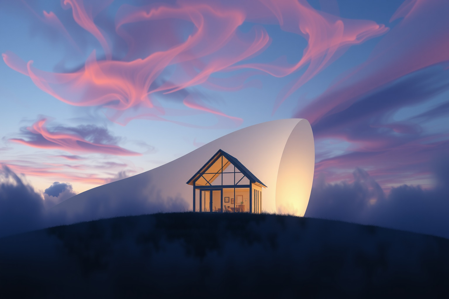 Sognare una casa di vetro con muro indica protezione e vulnerabilità equilibrate.