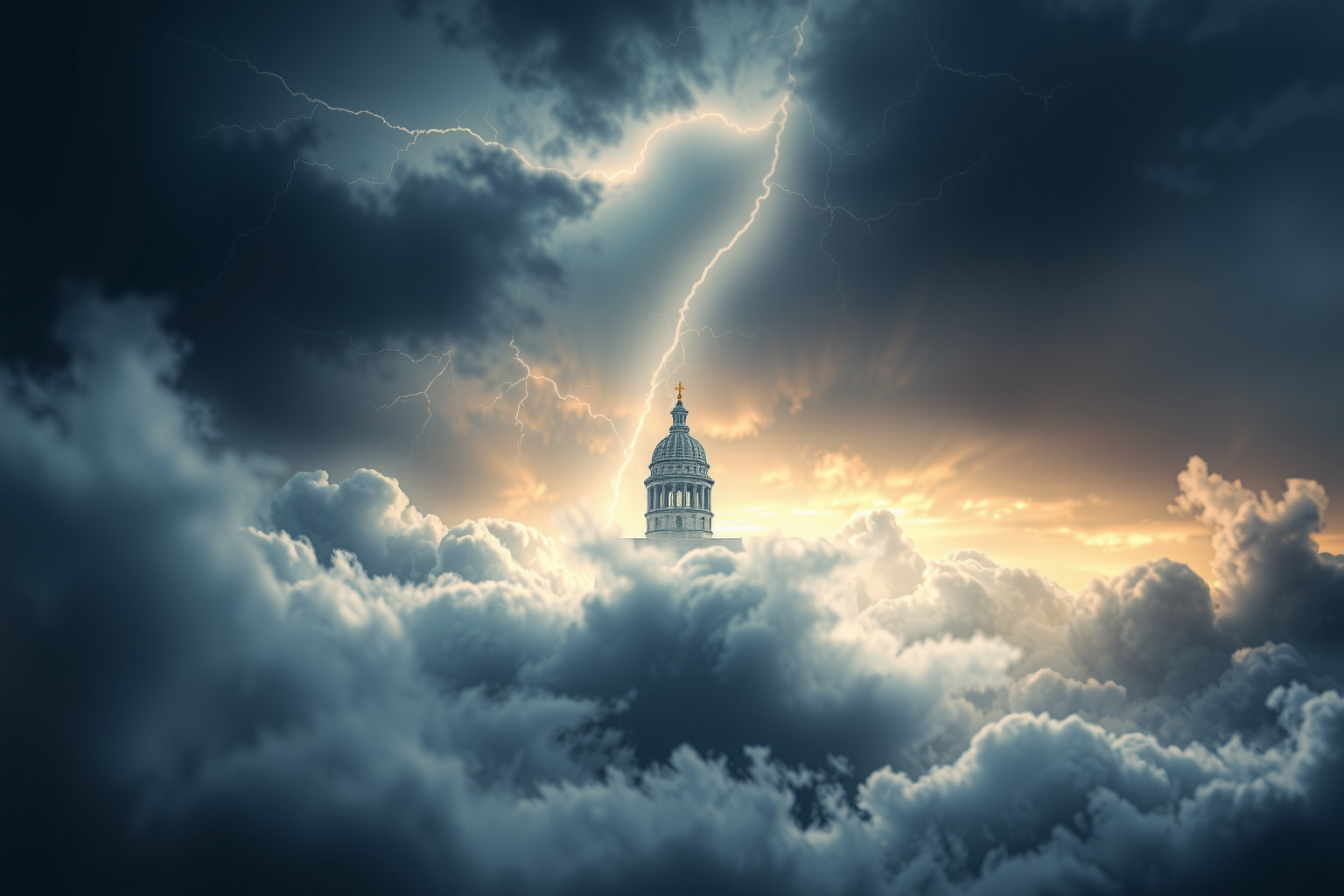 Sognare una cupola in tempesta simboleggia conflitti interiori e cambiamenti.