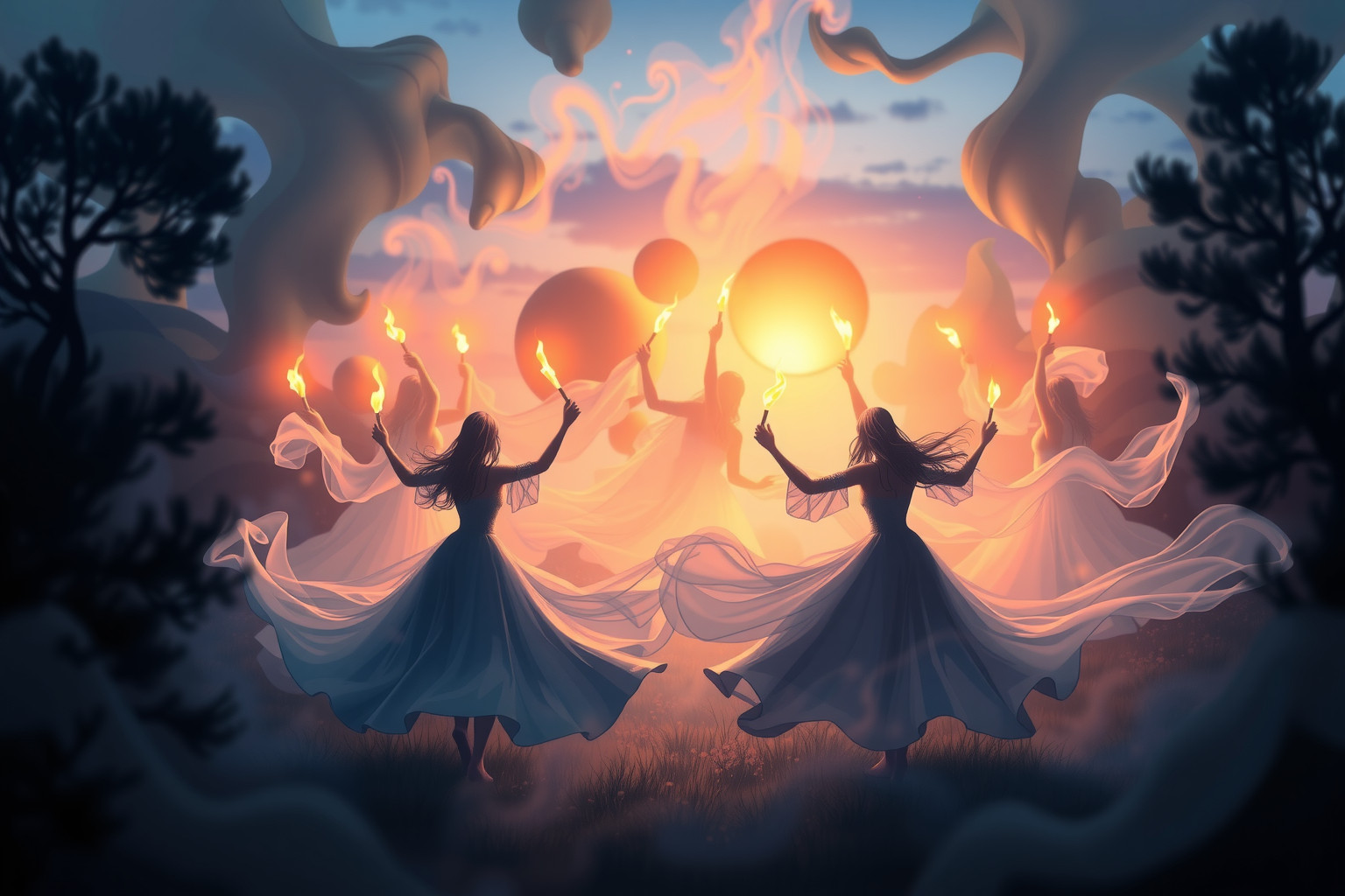 Sognare danze con torce simboleggia trasformazione spirituale e rinascita.