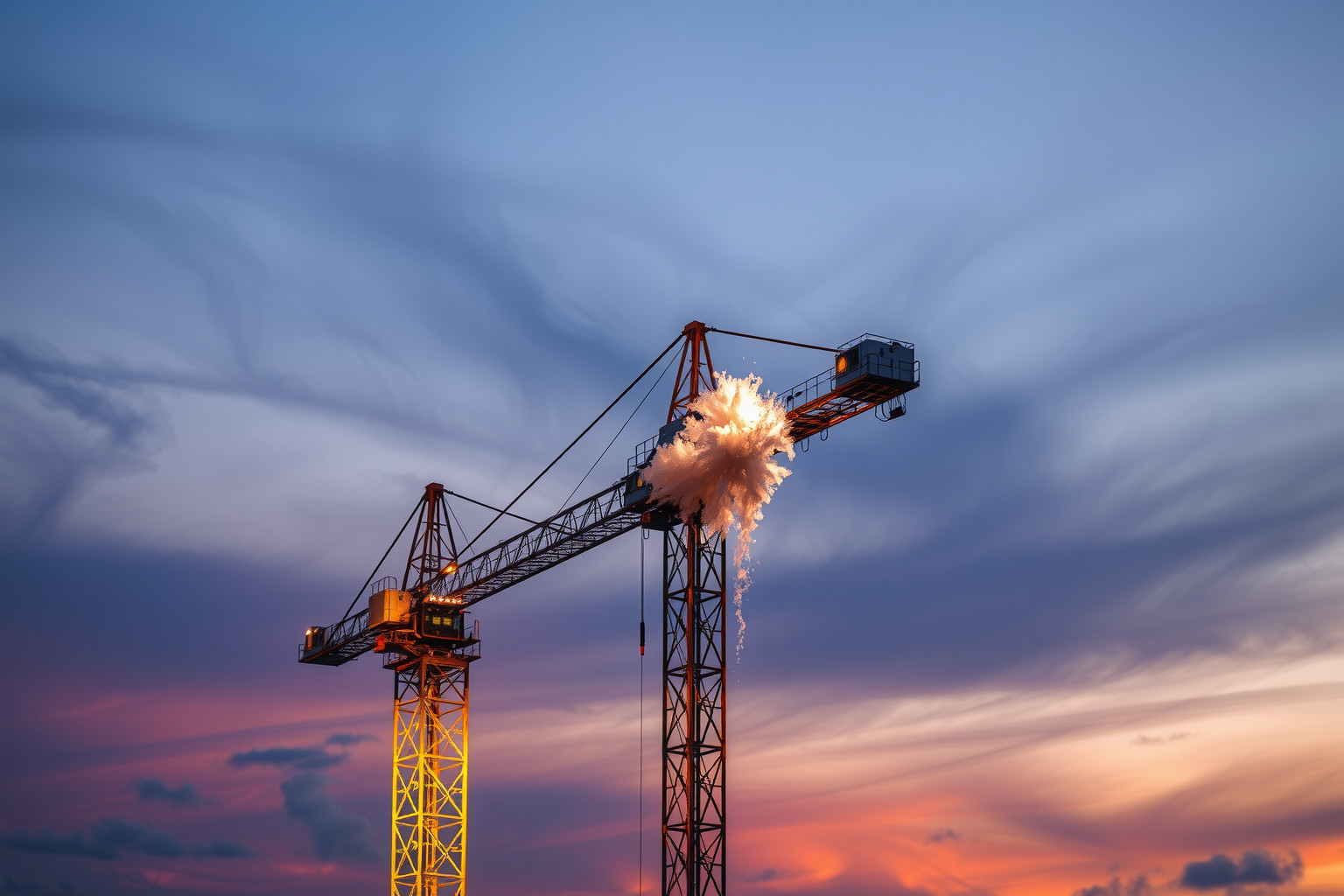 Sognare gru crollante riflette ansia profonda per fallimenti imminenti.