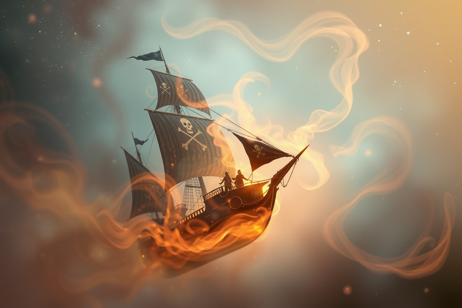 Sognare una nave pirata che brucia simboleggia perdita e trasformazione imminente.