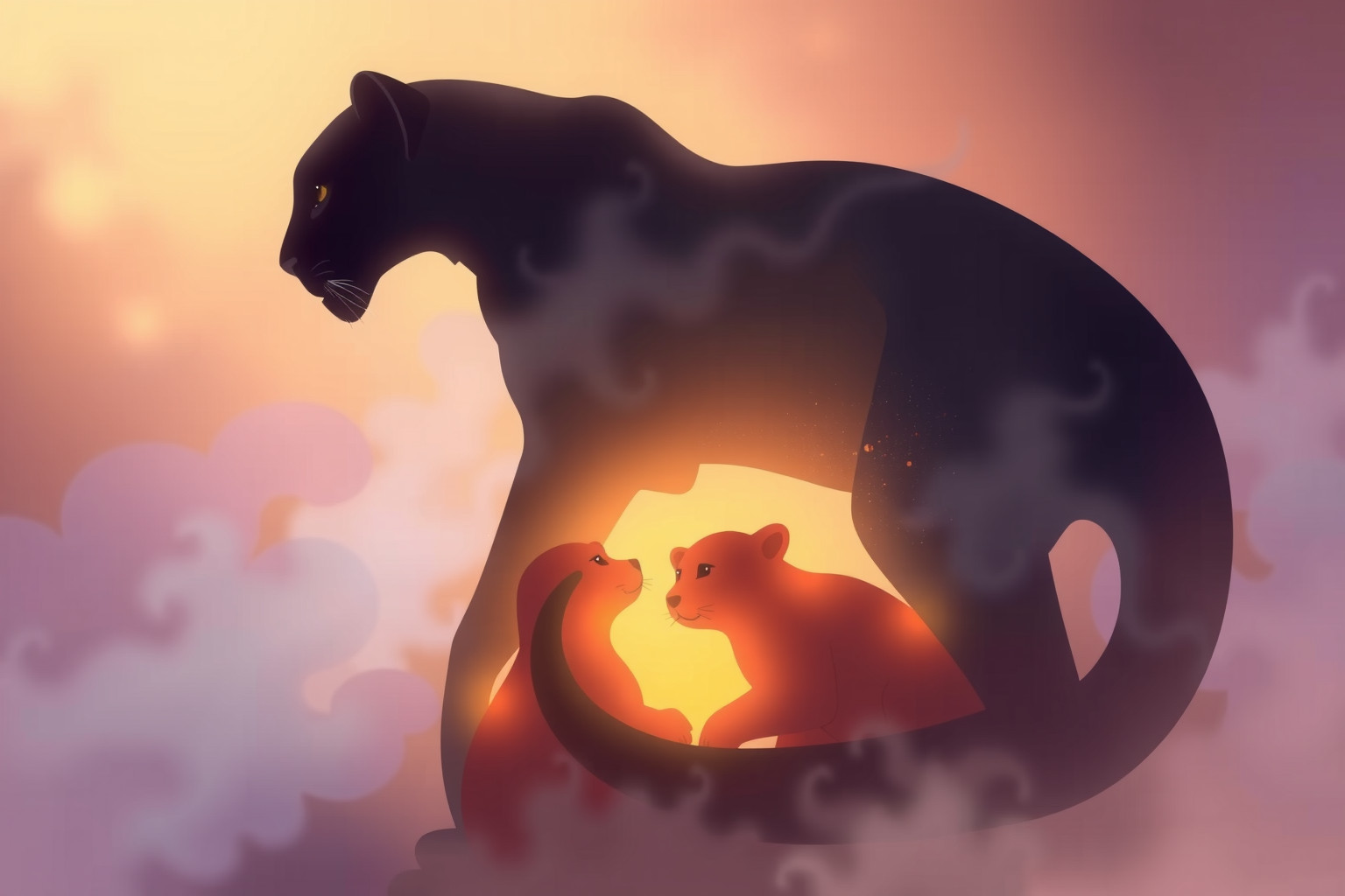 Sognare pantera con cuccioli simboleggia protezione materna e istinto.