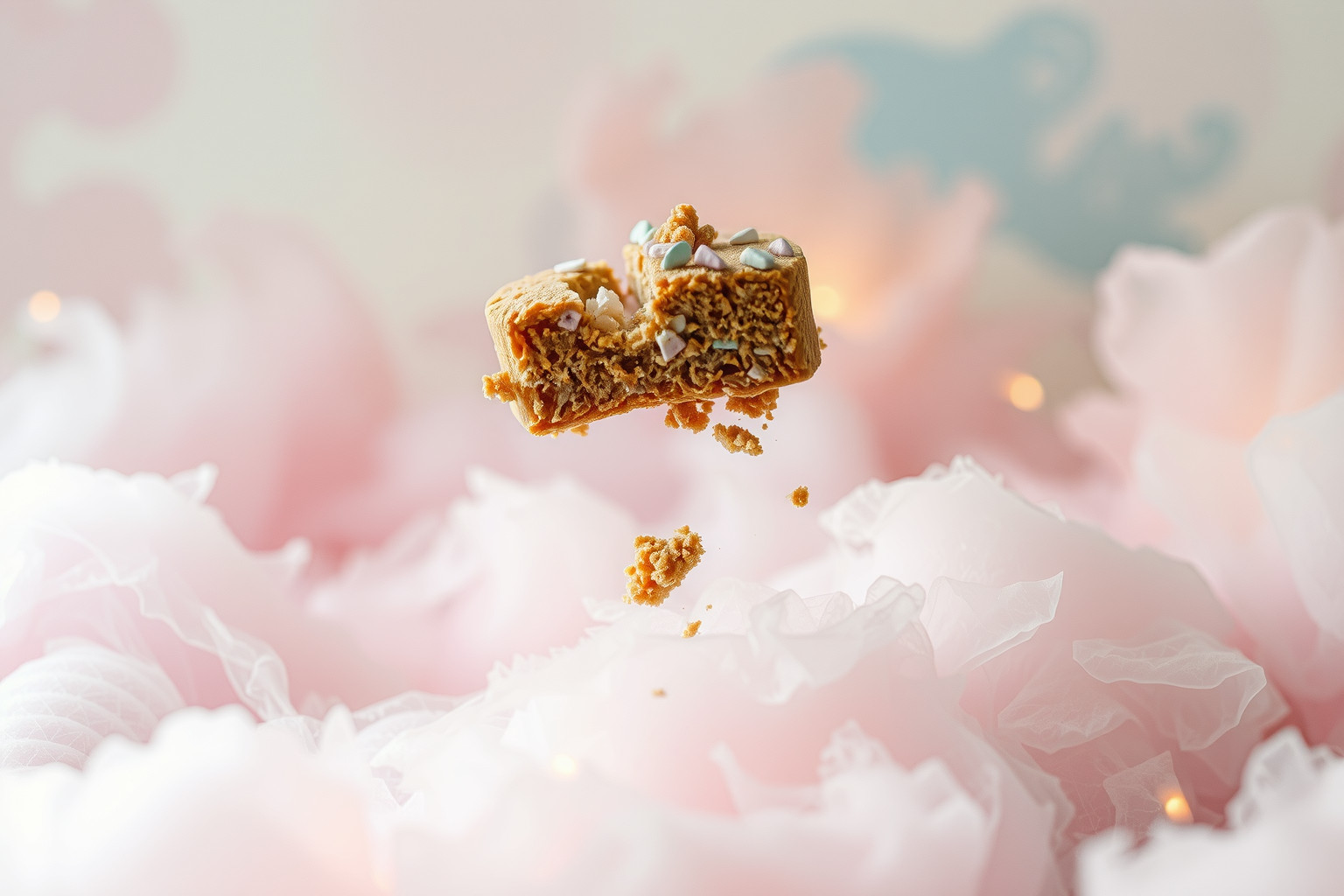 Sognare una torta briciolata in luoghi strani riflette confusione interiore.