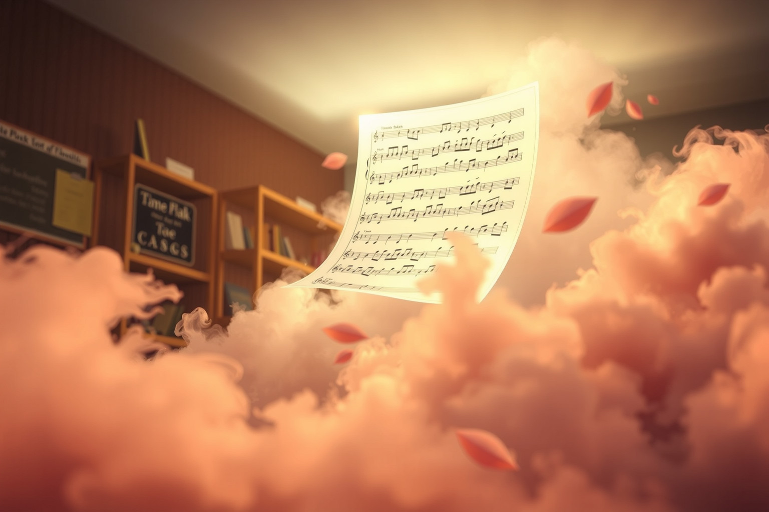 Sognare uno spartito a scuola simboleggia apprendimento e creatività musicale.