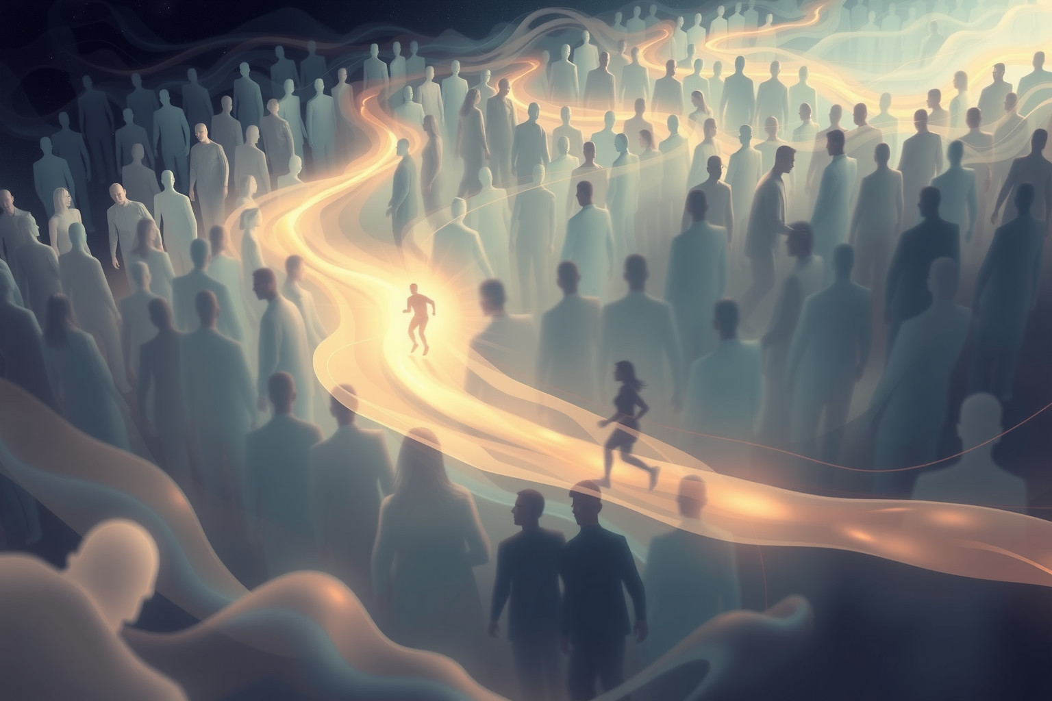 Correre in folla simboleggia lotta tra conformismo e individualità.