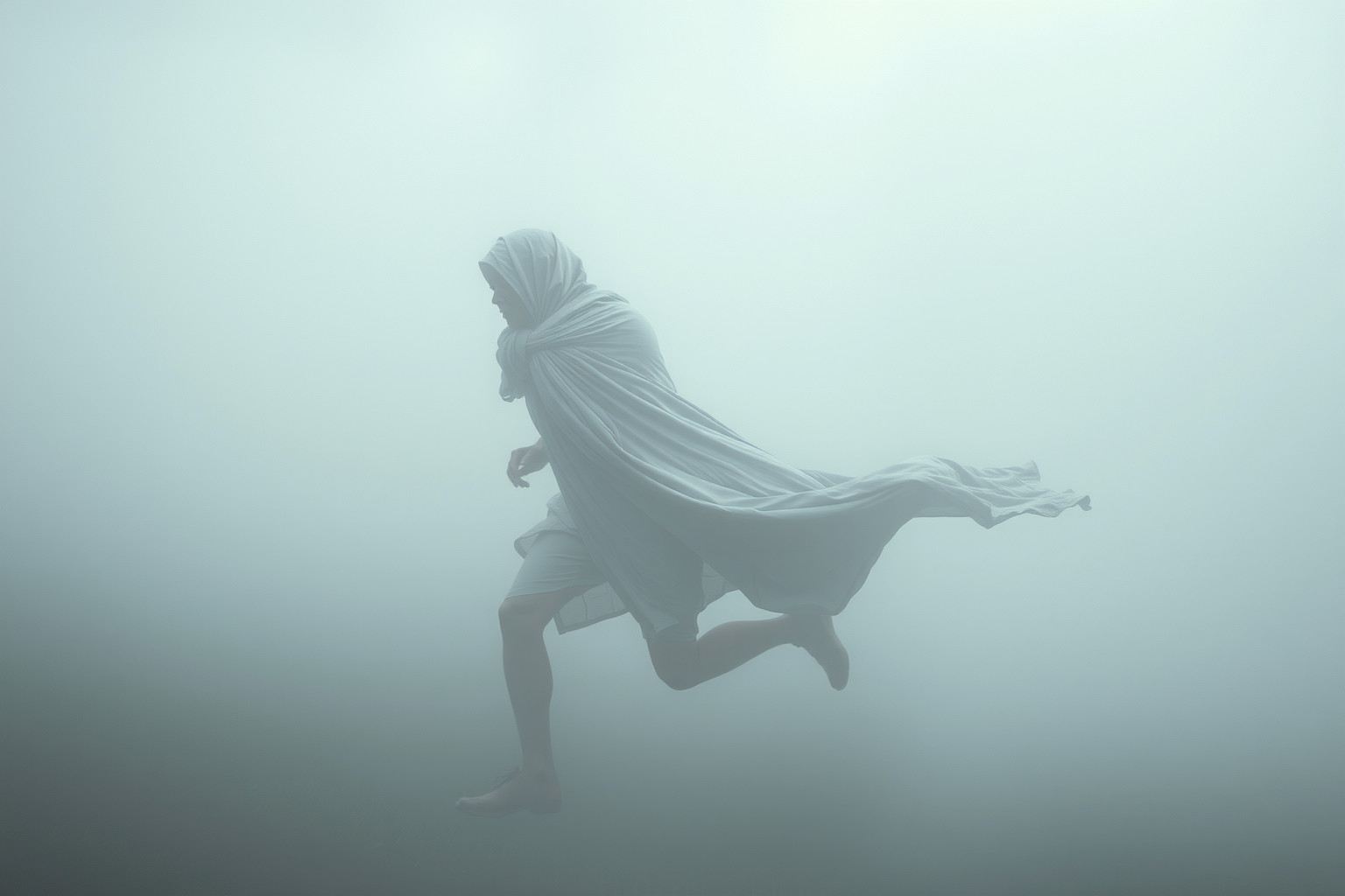 Correre con abiti pesanti simboleggia oppressione e limitazioni interiori.