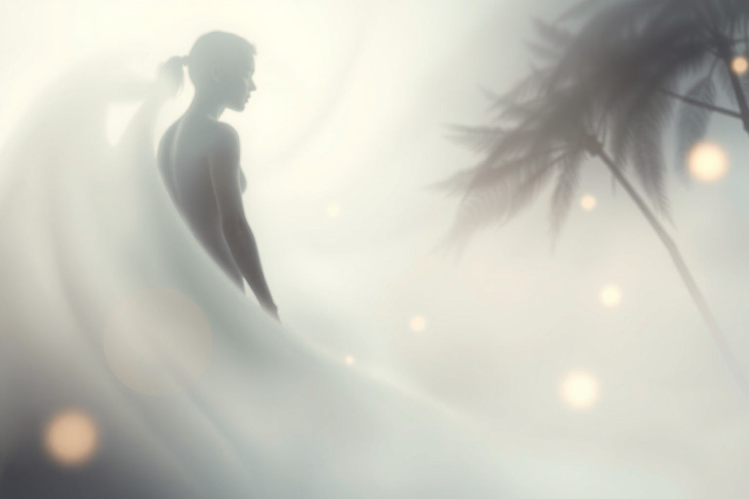 Una figura nella nebbia simboleggia mistero e inconscio nascosto.