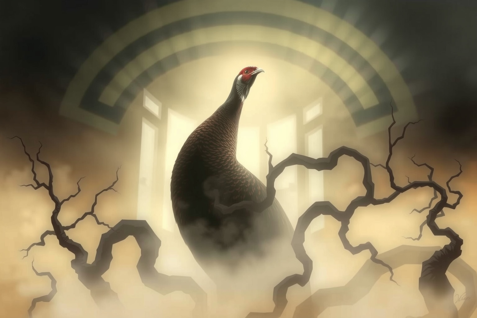 Il fagiano gigante simboleggia paure esagerate e impotenza interiore.