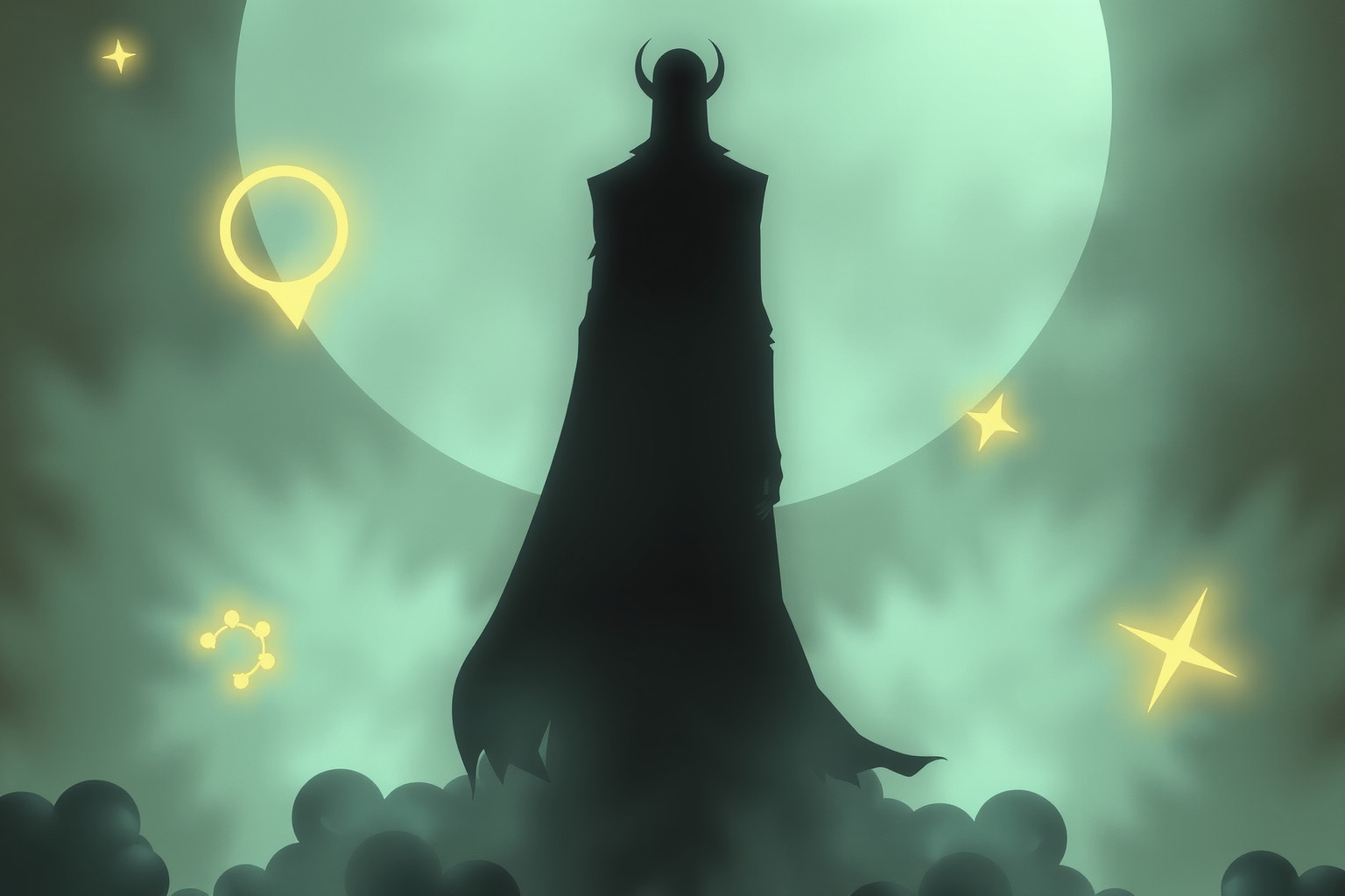 La figura d’ombra alta simboleggia controllo e dominio nascosto.