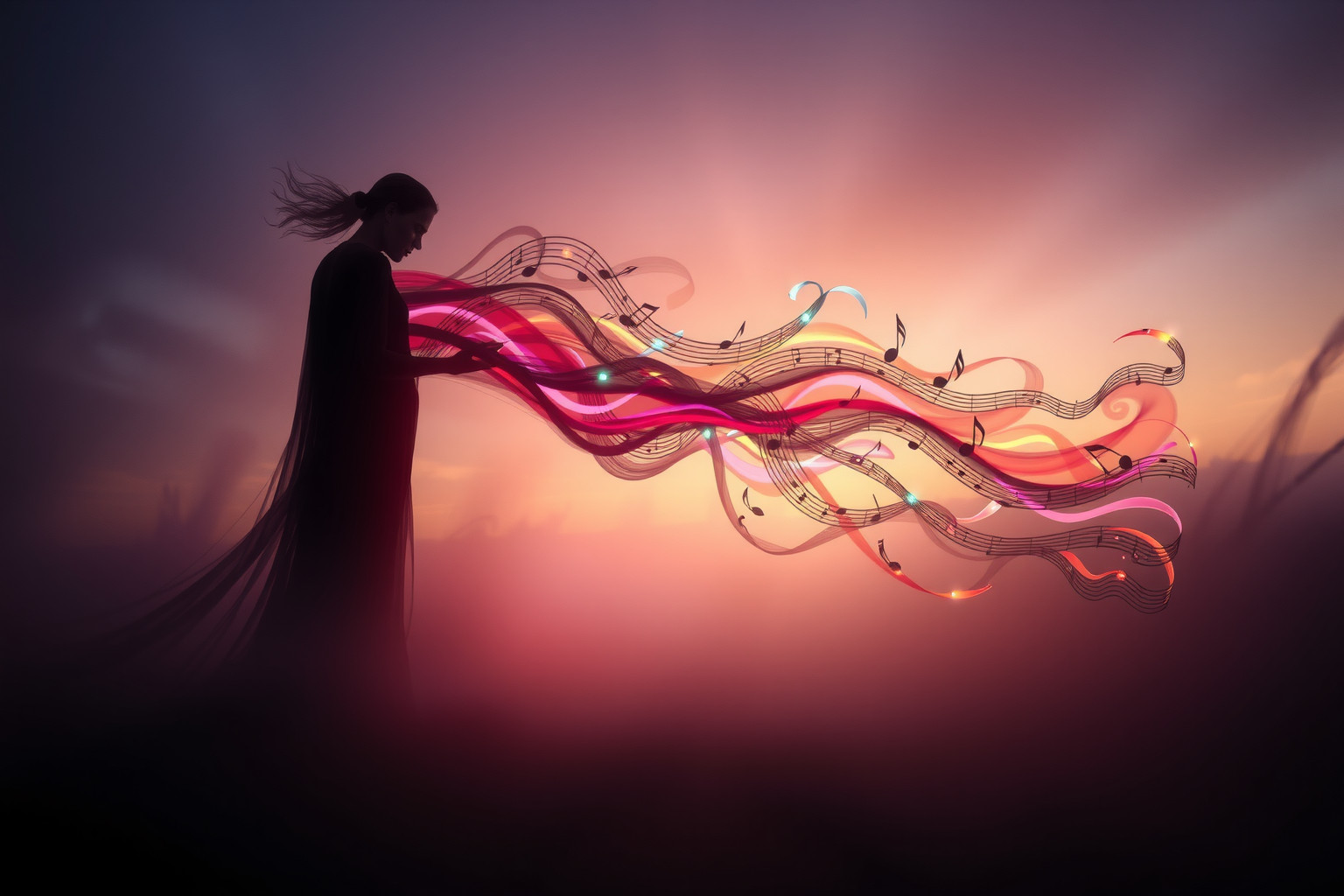 La figura d'ombra che canta riflette conflitti interiori nascosti.