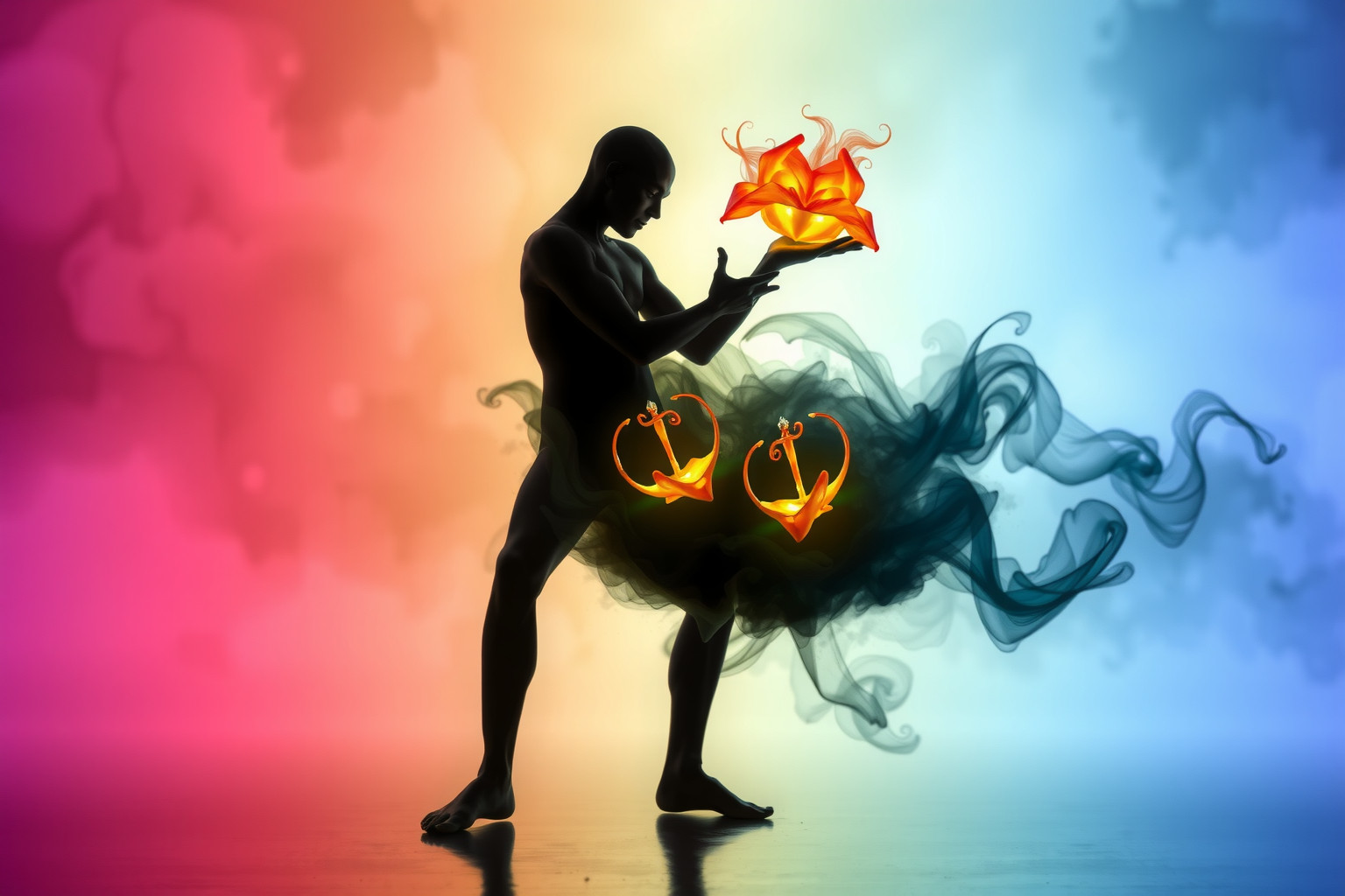 La figura d’ombra può simboleggiare sia creazione sia distruzione interiore.