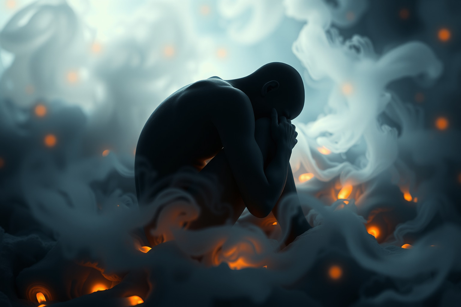 La figura d'ombra dormiente simboleggia potenziale nascosto e inespresso.