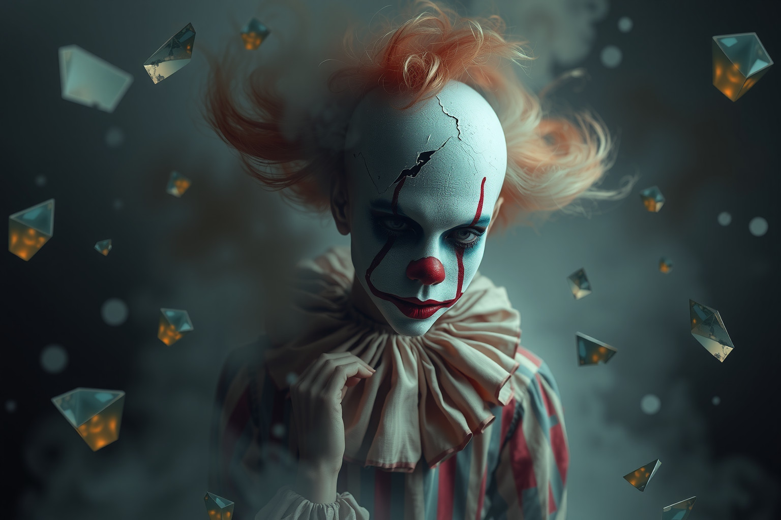 Il buffone triste simboleggia il dolore nascosto dietro il sorriso falso.