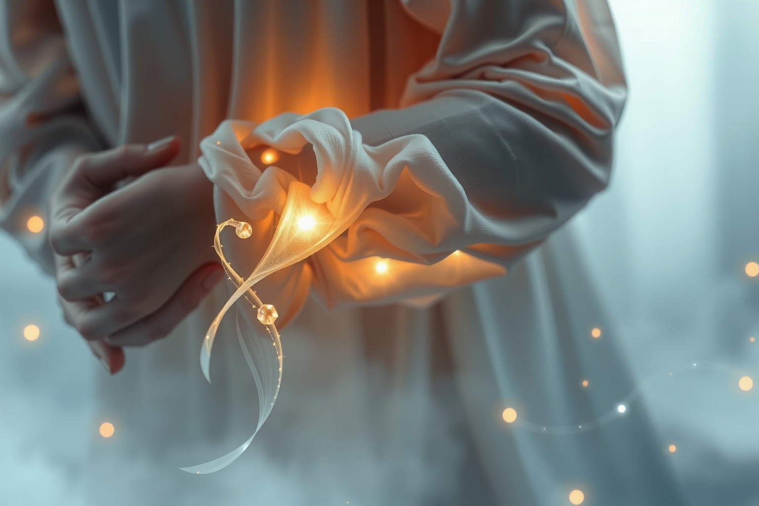 Le maniche con bottoni simboleggiano controllo e cura meticolosa.