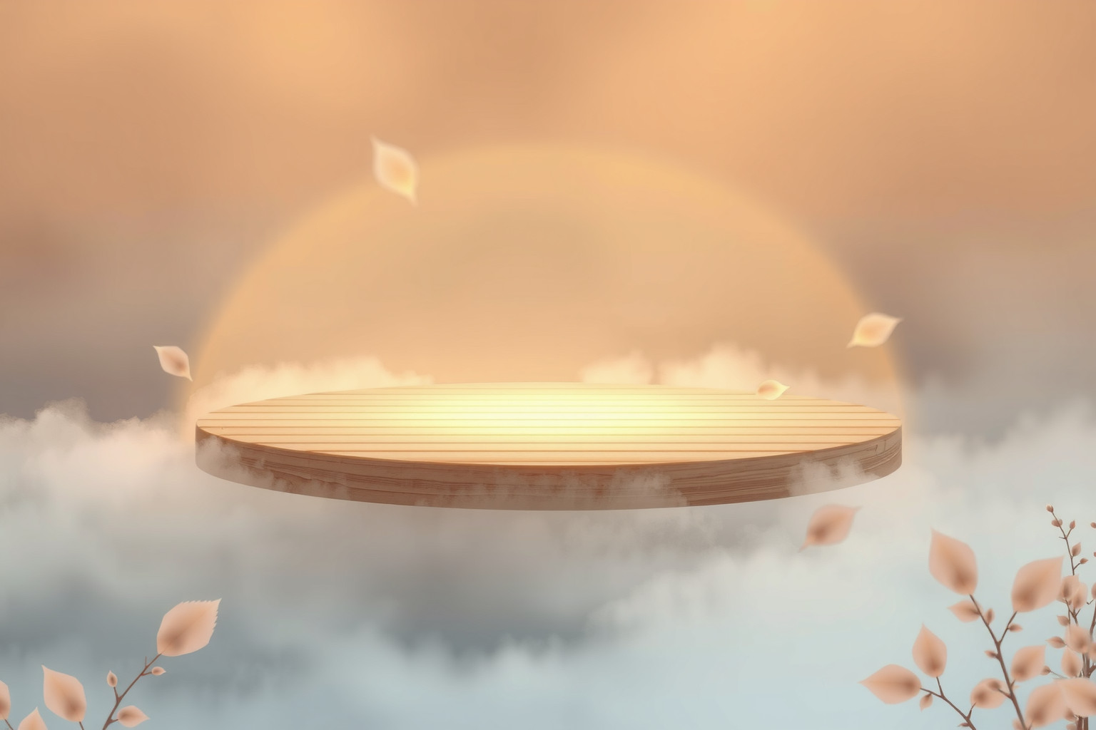 La pedana di legno simboleggia equilibrio tra natura e semplicità.