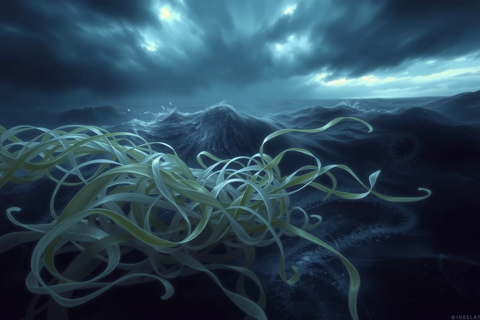 Sognare alghe in tempesta simboleggia emozioni turbolente interiori.